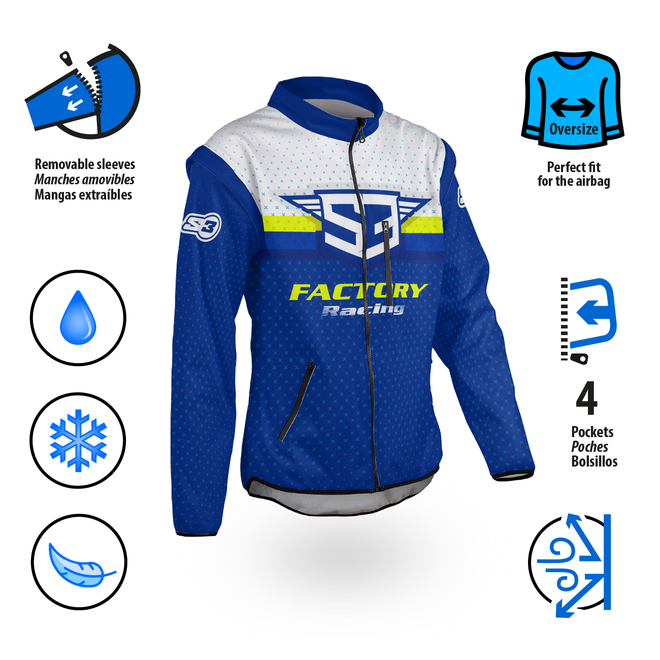 Protección S3 Gladiator Racing Azul Talla M