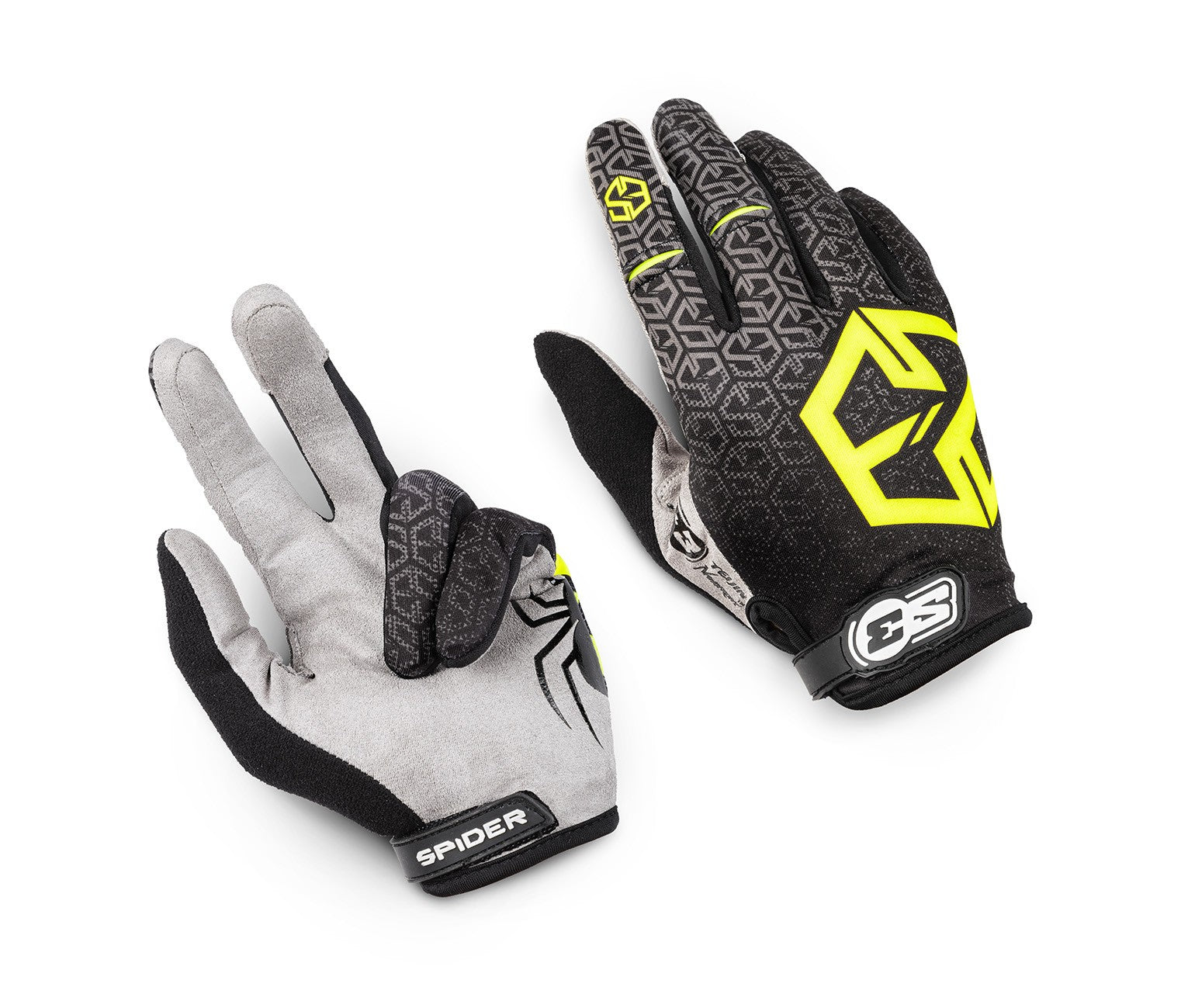 Guantes S3 Spider Color Negro / Amarillo Fluor Talla XL