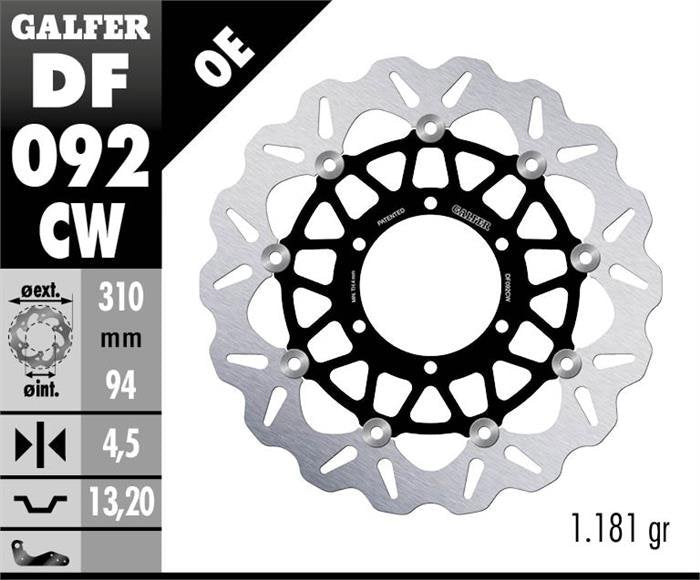 DISCO DE FRENO FLOTANTE GALFER WAVE CW DELANTERO DF092CW