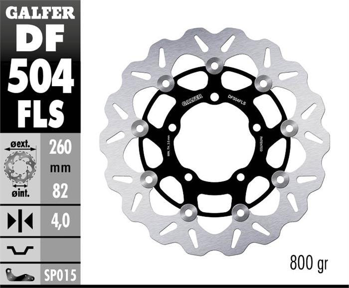 DISCO DE FRENO FLOTANTE SOBREDIMENSIONADO GALFER WAVE FLS DF504FLS