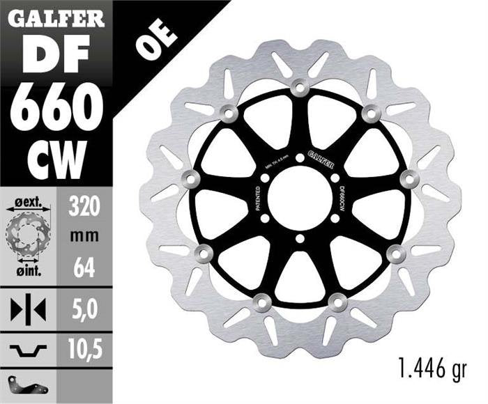 DISCO DE FRENO GALFER WAVE W DELANTERO DF660CW