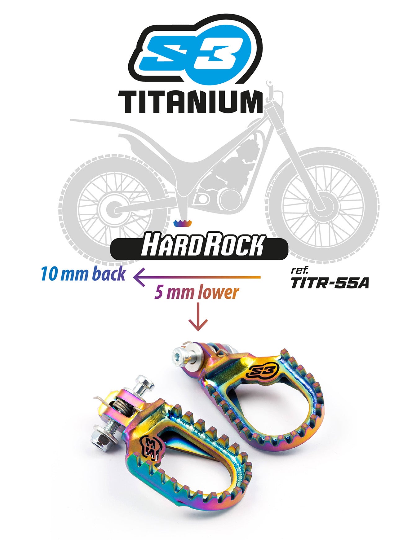 Estriberas Hardrock Planas S3 Titanio Scorpa Sc 250 (2000-2022)