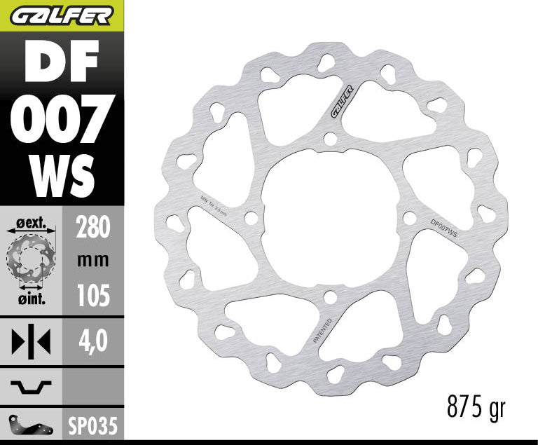 DISCO DE GALFER SOBREDIMENSIONADO GALFER WAVE WS DF007WS