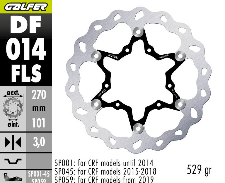 DISCO DE FRENO FLOTANTE SOBREDIMENSIONADO GALFER WAVE FLS DF014FLS