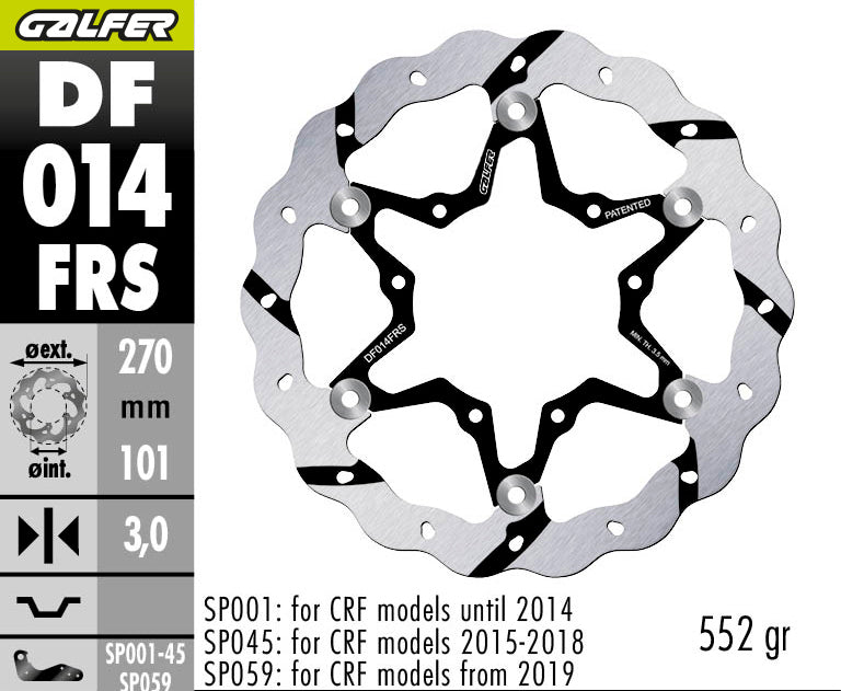 DISCO DE FRENO FLOTANTE SOBREDIMENSIONADO GALFER WAVE FRS DF014FRS