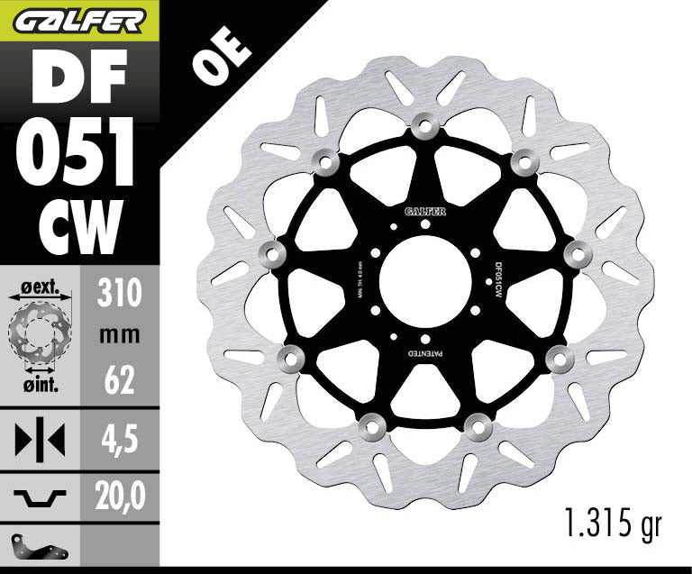 DISCO DE FRENO GALFER WAVE W DELANTERO DF051CW