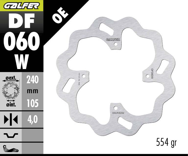 DISCO DE FRENO GALFER WAVE W TRASERO DF060W