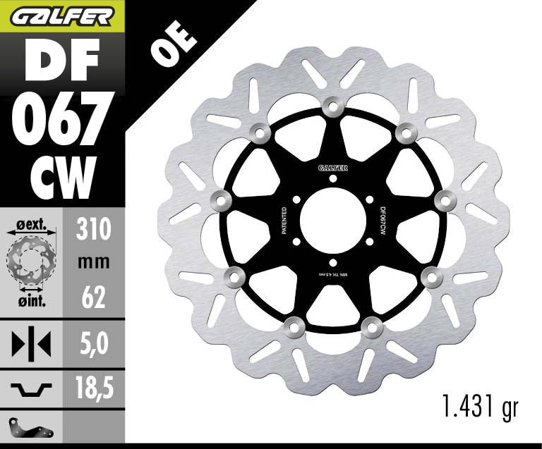 DISCO DE FRENO GALFER WAVE W DELANTERO DF067CW