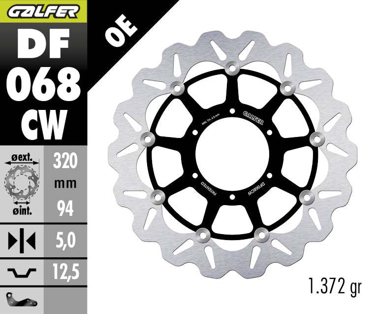 DISCO DE FRENO GALFER WAVE W DELANTERO DF068CW
