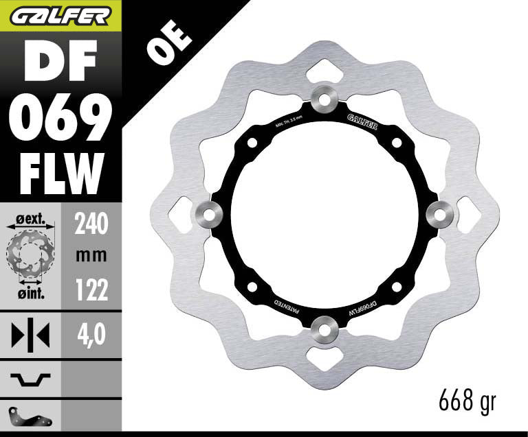 DISCO DE FRENO GALFER WAVE W TRASERO DF069FLW