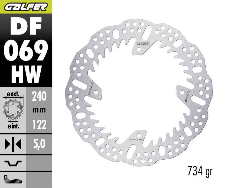 DISCO DE FRENO GALFER WAVE W TRASERO DF069HW