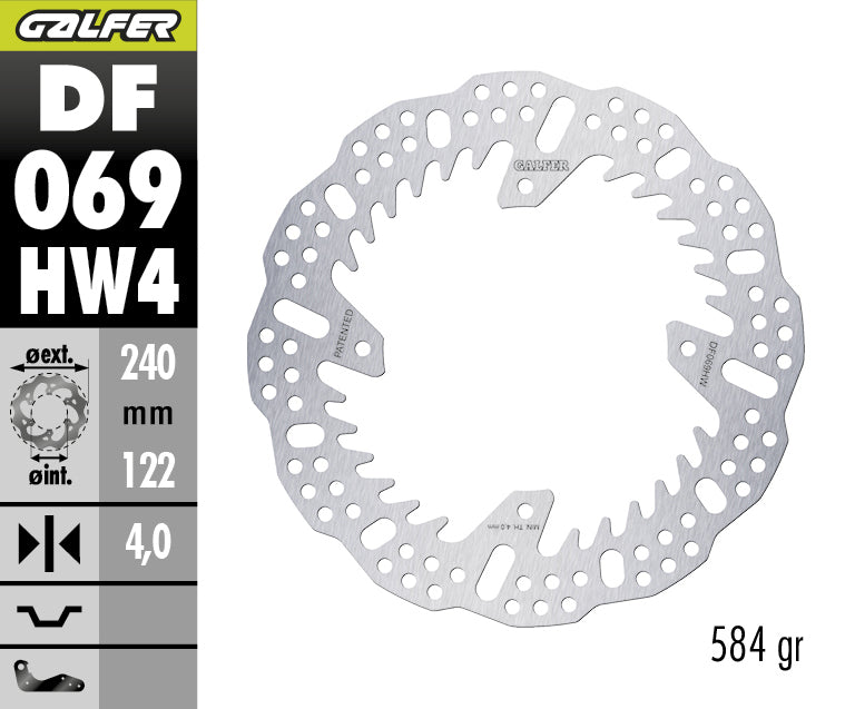 DISCO DE FRENO FIJO GALFER SHARK TRASERO DF069HW4