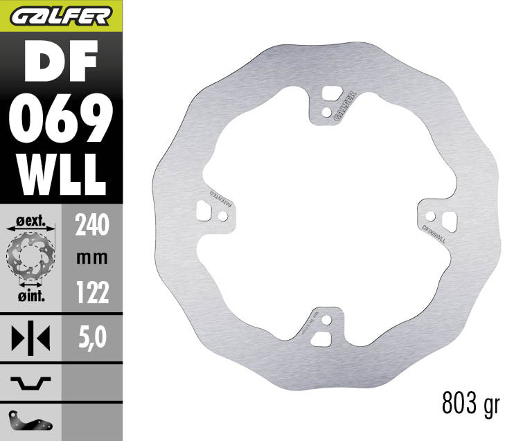 DISCO DE FRENO GALFER WAVE WLL TRASERO DF069WLL