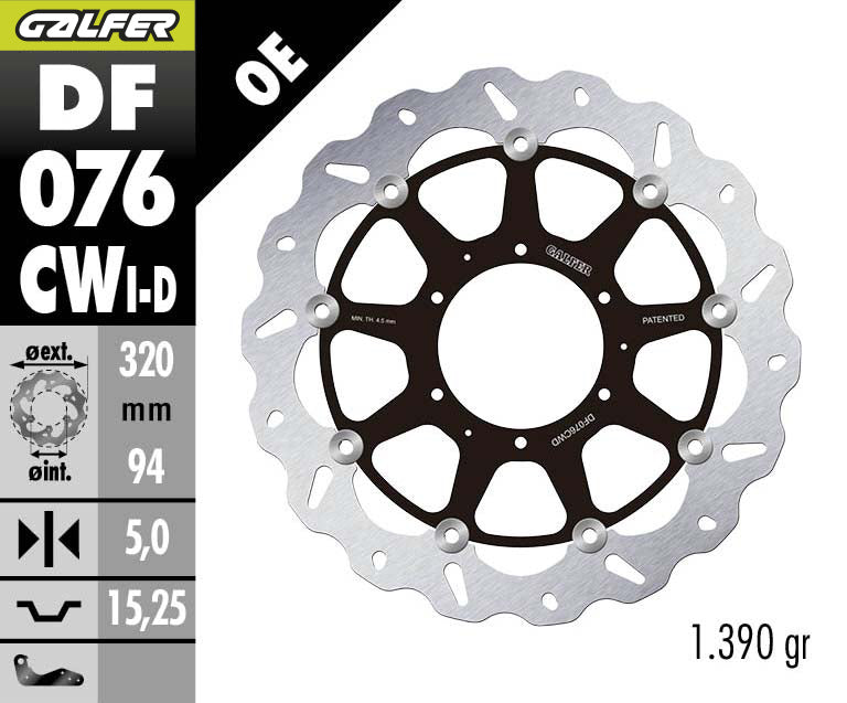 DISCO DE FRENO GALFER WAVE W DELANTERO DF076CWD