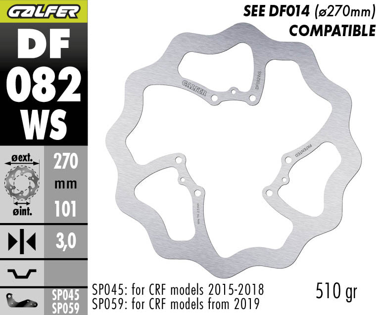 DISCO DE FRENO GALFER SOBREDIMENSIONADO GALFER WAVE WS DELANTERO DF082WS