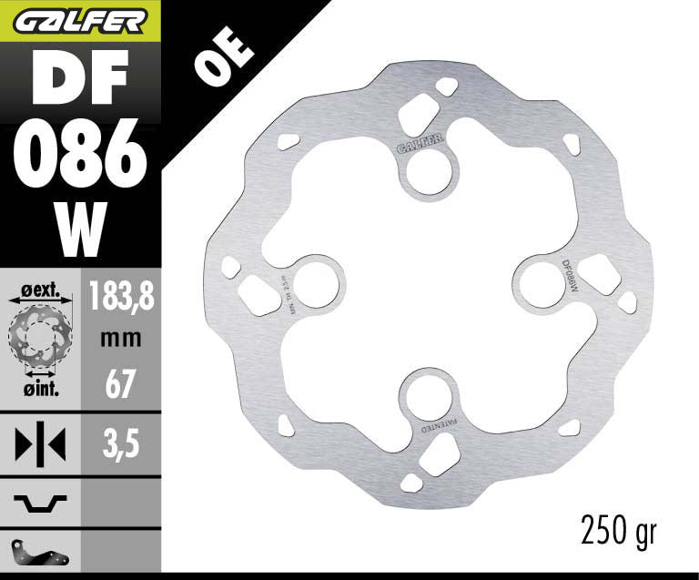 DISCO DE FRENO GALFER WAVE W DELANTERO DF086W