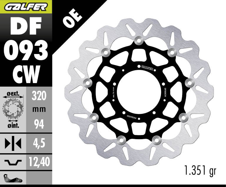 DISCO DE FRENO GALFER WAVE W DELANTERO DF093CW