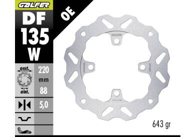 DISCO DE FRENO GALFER WAVE W TRASERO DF135W