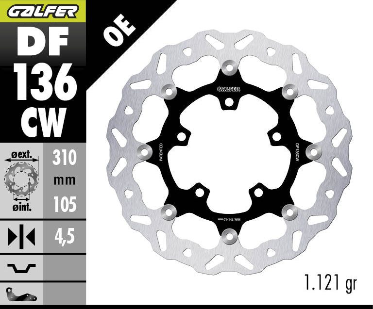 DISCO DE FRENO GALFER WAVE W DELANTERO DF136CW