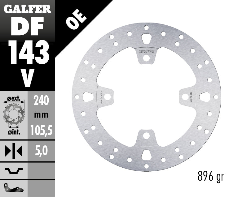 DISCO DE FRENO GALFER CIRCULAR V TRASERO DF143V