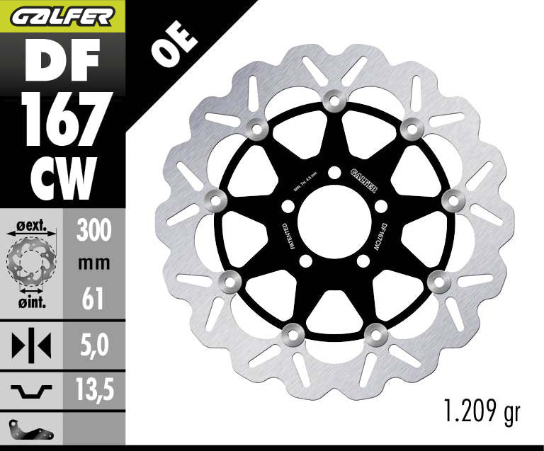 DISCO DE FRENO GALFER WAVE W DELANTERO DF167CW