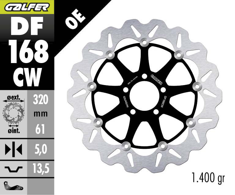 DISCO DE FRENO GALFER WAVE W DELANTERO DF168CW