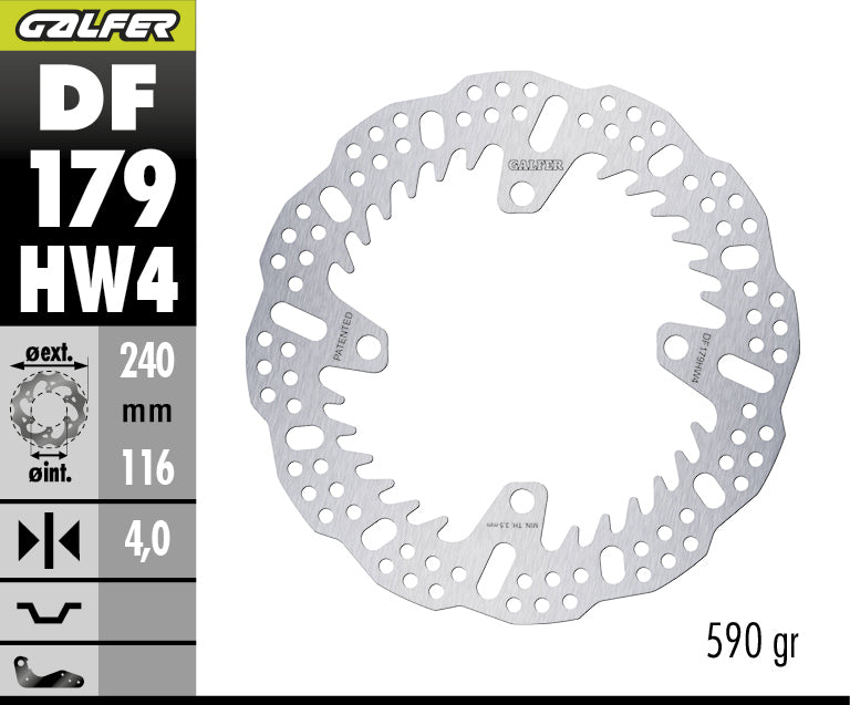 DISCO DE FRENO FIJO GALFER SHARK TRASERO DF179HW4