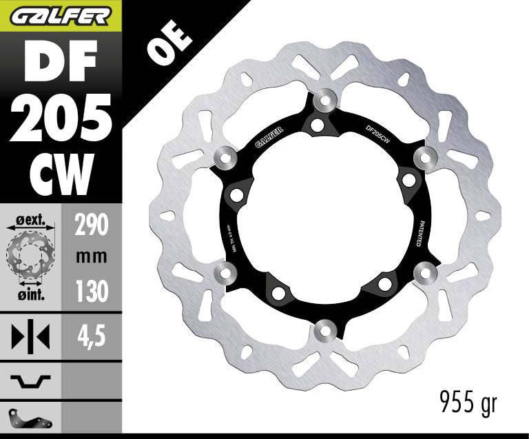 DISCO DE FRENO GALFER WAVE W DELANTERO DF205CW