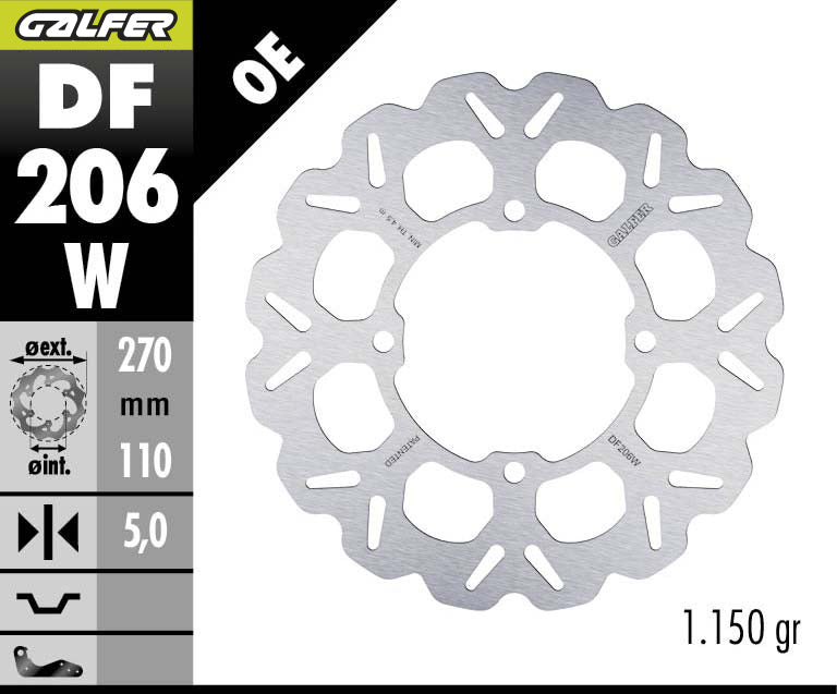 DISCO DE FRENO GALFER WAVE W TRASERO DF206W