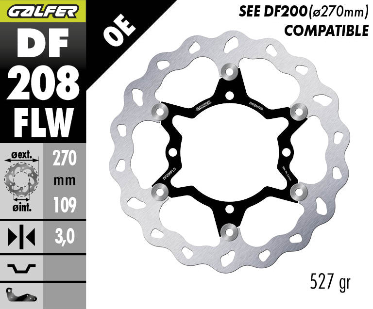 DISCO DE FRENO GALFER WAVE W DELANTERO DF208FLW