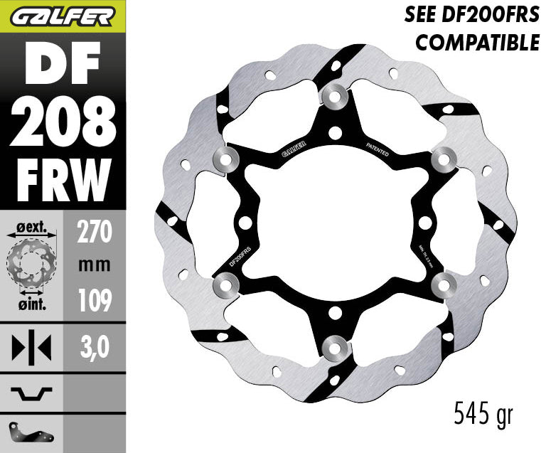DISCO DE FRENO GALFER WAVE W DELANTERO DF208FRW