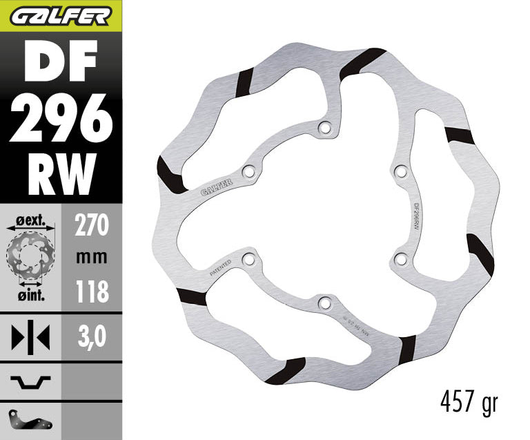 DISCO DE FRENO GALFER WAVE W DELANTERO DF296RW