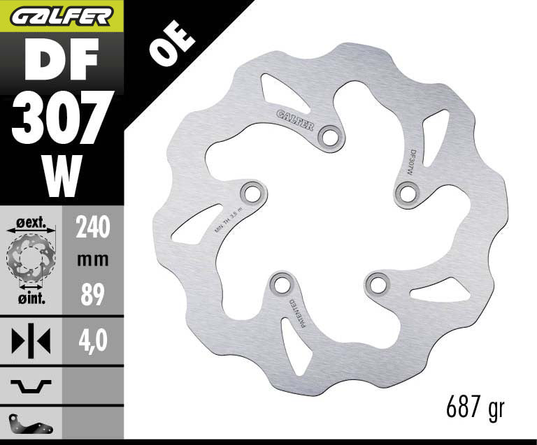 DISCO DE FRENO GALFER WAVE W TRASERO DF307W