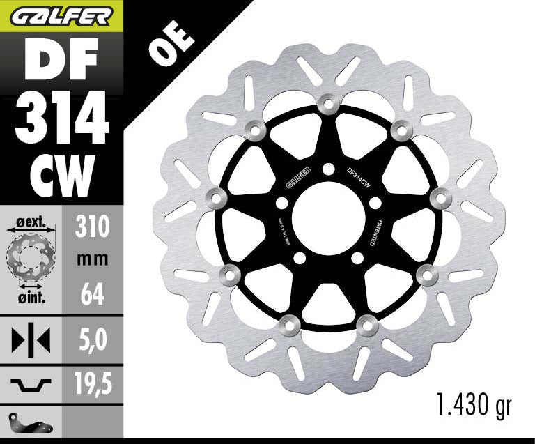 DISCO DE FRENO GALFER WAVE W DELANTERO DF314CW