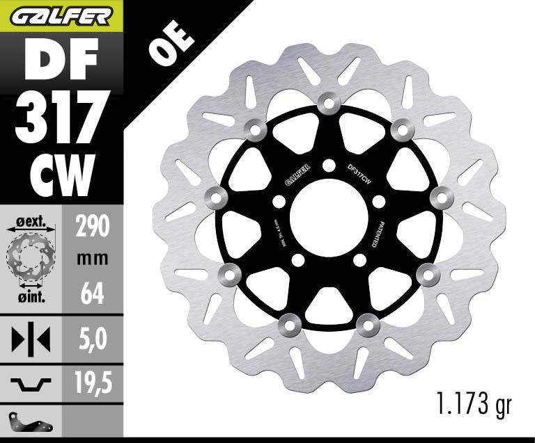 DISCO DE FRENO GALFER WAVE W DELANTERO DF317CW
