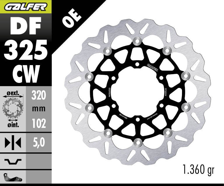 DISCO DE FRENO GALFER WAVE W DELANTERO DF325CW