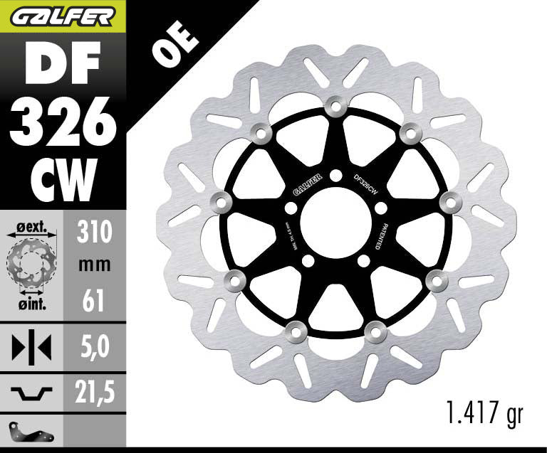 DISCO DE FRENO GALFER WAVE W DELANTERO DF326CW