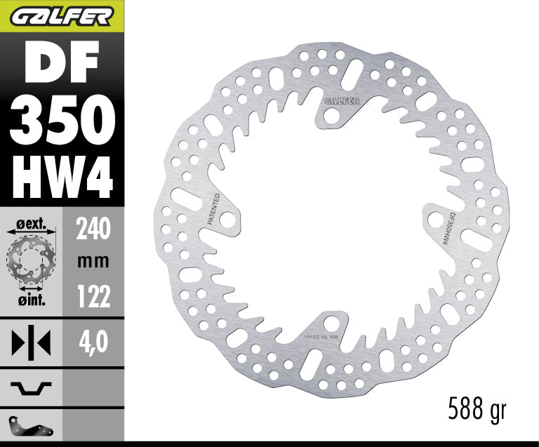 DISCO DE FRENO GALFER SHARK FIJO TRASERO DF350HW4