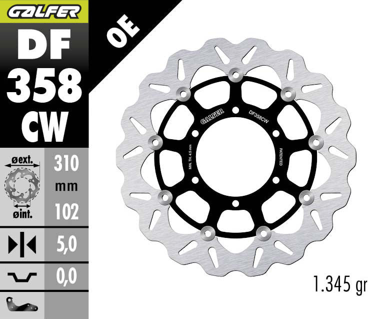 DISCO DE FRENO GALFER WAVE W DELANTERO DF358CW