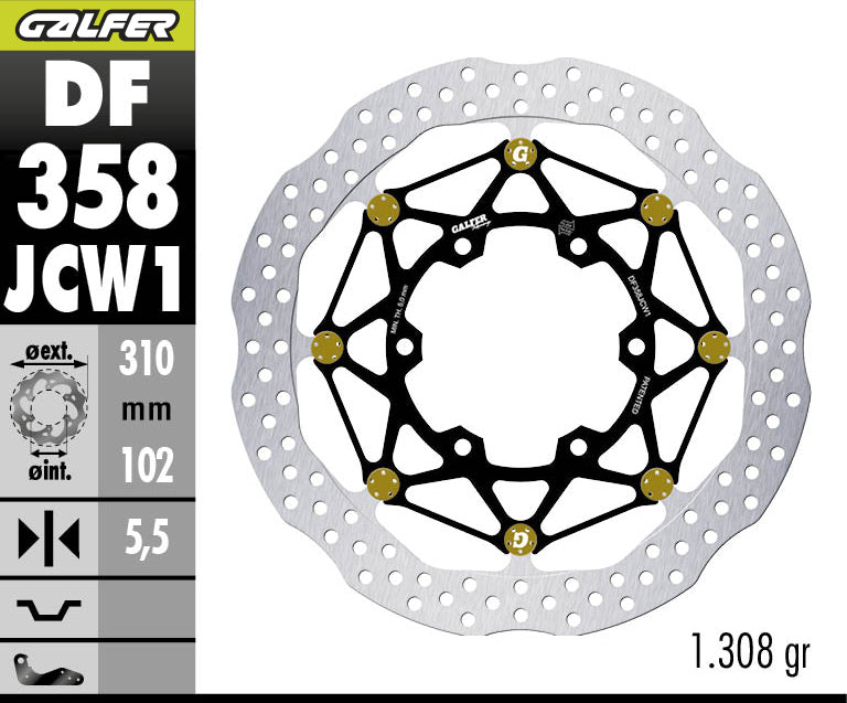 DISCO DE FRENO FLOTANTE GALFER RACING DELANTERO JCW1 DF358JCW1G03