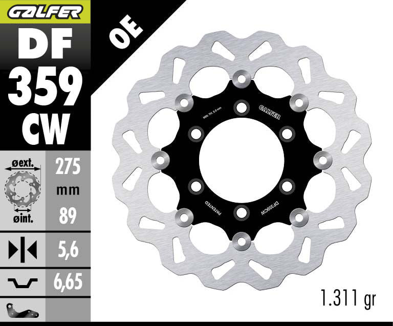 DISCO DE FRENO GALFER WAVE W TRASERO DF359CW