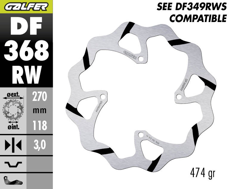 DISCO DE FRENO GALFER WAVE W DELANTERO DF368RW