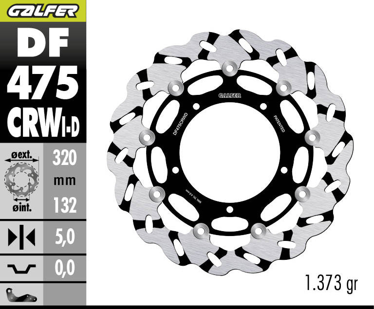 DISCO DE FRENO GALFER WAVE W DELANTERO DF475CRWD