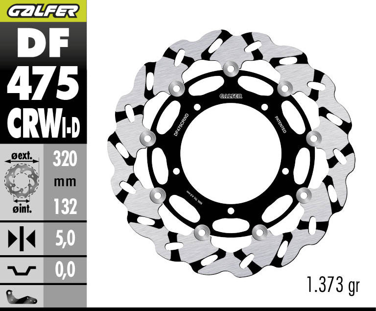 DISCO DE FRENO GALFER WAVE W DELANTERO DF475CRWI