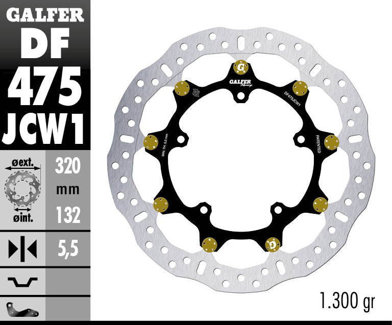 DISCO DE FRENO FLOTANTE GALFER RACING DELANTERO JCW1 DF475JCW1G03
