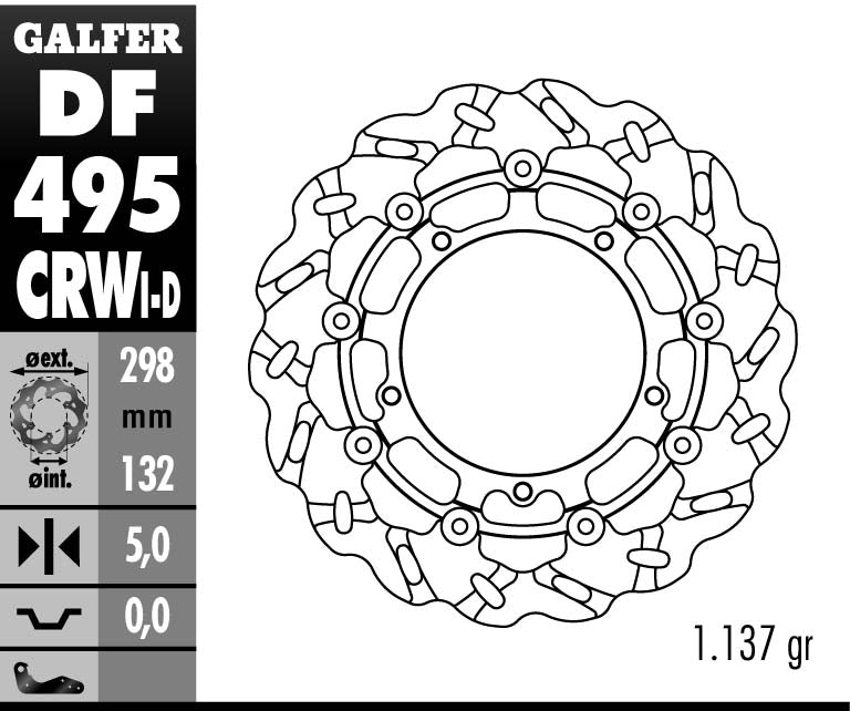 DISCO DE FRENO GALFER WAVE W DELANTERO DF495CRWI