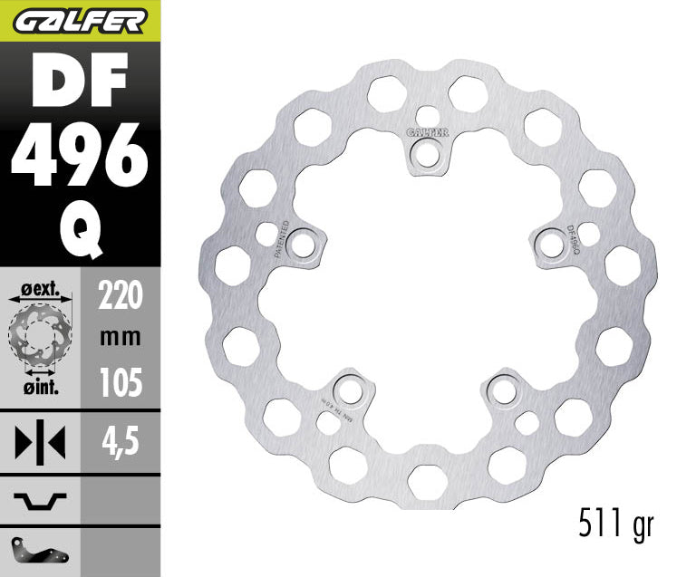 DISCO DE FRENO GALFER CUBIQ Q TRASERO DF496Q