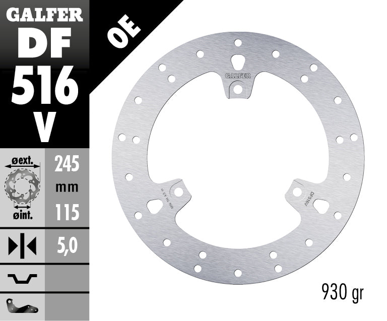 DISCO DE FRENO GALFER CIRCULAR V TRASERO DF516V