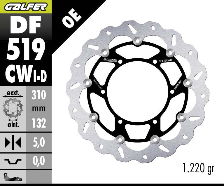 DISCO DE FRENO GALFER WAVE W DELANTERO DF519CWD