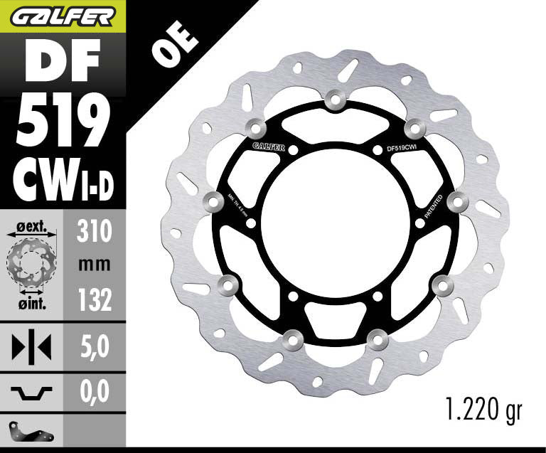 DISCO DE FRENO GALFER WAVE W DELANTERO DF519CWI
